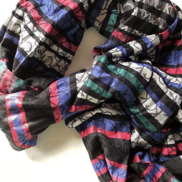 🆕NWT CALVIN KLEIN “Tea” multicolored logo scarf - Picture 2 of 8